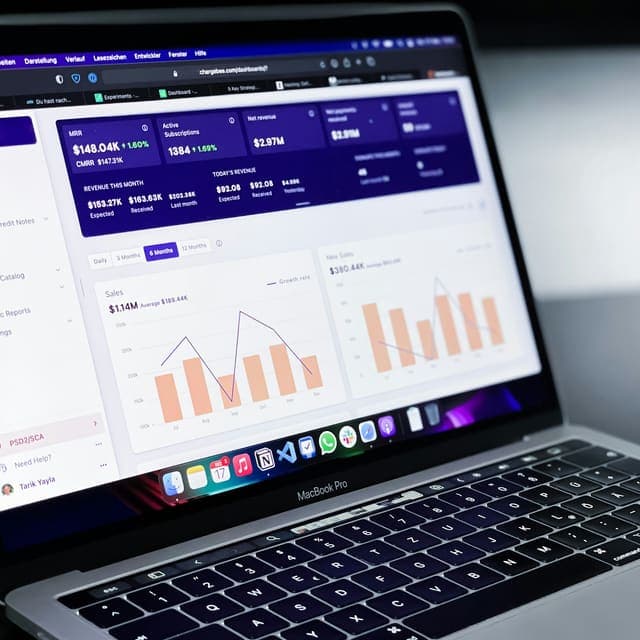 Business dashboard on a laptop
